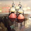 Pink wood & electric blue earrings  - E 03