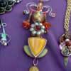 Yellow and red with silver flower necklace