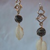 Bone leaf w stone earrings E 172