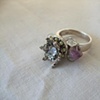 Moss & amethyst on sterling ring R 29