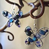 Blue butterfly cluster earrings - E 161
