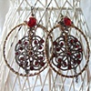 Ruby web of love earrings E 138