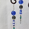 Blue glass & coin earrings E 201