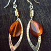 Brown glass & silver earrings - E 51