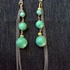Teal bobbles & chain earrings - E 53