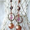 Pearl bobbles in peach & purple earrings E 136