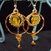 Gold, yellow & tiger eye earrings - E 54
