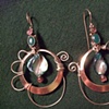 Teal and sterling silver forward hoop earrings  - E 09