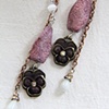 Pink tinsel with flowers earrings - E 191