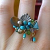 Silver & blue cluster ring - R 10