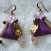 Purple triangles & gold earrings E 79