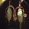 Marble green & copper swirl earrings - E 30