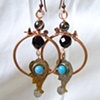 Copper hoop with blue earrings - E 113