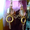 Pink tint & gold loops earrings - E 65