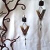 Extra long V bone earrings E 141