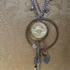 Filigree locket with silver, extra long necklace N 169 a