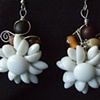 Vintage glass white flower earrings - E 36