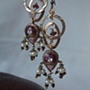Gold rings w purple earrings - E 174