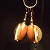 Gold coin, bone & seed earrings - E 24