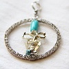 Rhinestone and teal pendant - 38