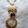 Purple, white & bone necklace - N92