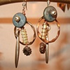 Silver, gold, lime & blue earrings - E 16