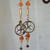Slightly medieval w orange coral earrings E 177
