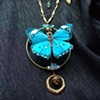Aqua blue butterfly necklace - N 87