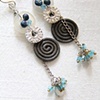 Blue & silver circles earrings - E 209