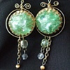 Emerald opal look vintage earrings - E 41