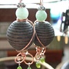 Jade, wood & lime colour earrings - E 15