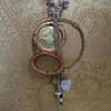 Filigree locket with silver, extra long necklace N 169