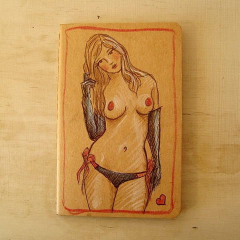 Linda Boucher is delighted to introduce her new range of Moleskine Cahier notebooks. Each book has been illustrated with a unique, and individual piece of artwork. Hand in Glove is a beautiful curvaceous nude, wearing long black evening gloves, a sensual 