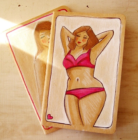 Original artwork on the cover of a legendary Moleskine Cahier notebook. Moleskine is a cult brand of journals and diaries, that have been used for over two centuries, by artists and philosophers alike! Life is a Cabaret is a unique hand drawn image of a b