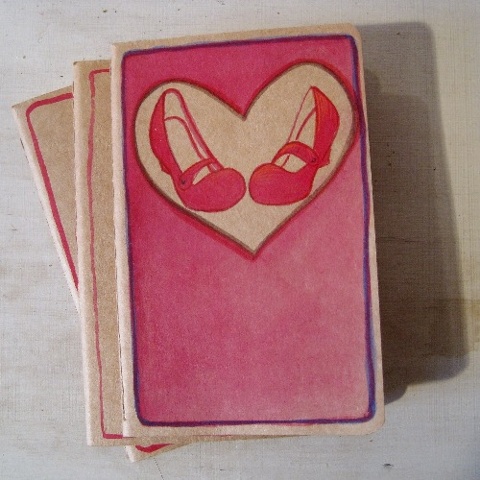 A hand illustrated unique Moleskine Notebook, by Linda Boucher. Perfect stocking stuffer for a shoe addict. Painted in gouache, and embellished with ink, this original artwork was created by Linda in her Brighton Seafront studio. open all year around, thi