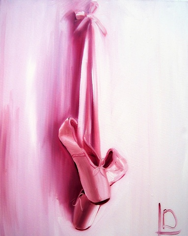 You can commission a fine art oil painting from Linda Boucher art studio. These soft pink pointe ballet shoes are perfect for an aspiring ballerina.