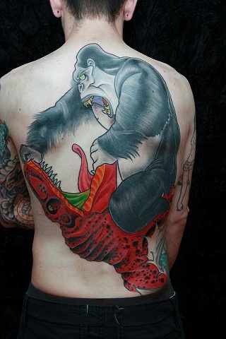 Danny's King Kong Fighting a T-rex Backpiece