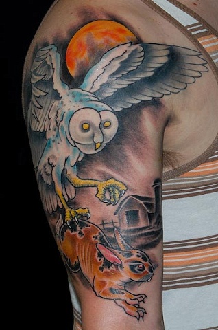 Rob's Barn owl and hare