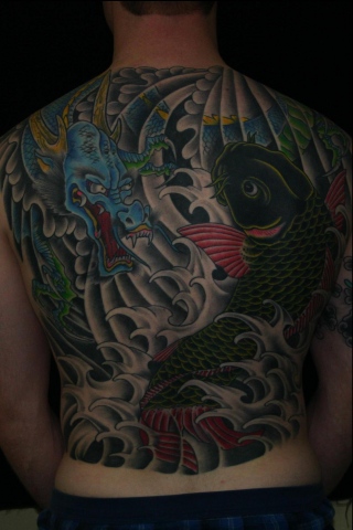 Koi and Dragon Backpiece