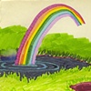 rainbow and a pond
