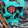 Cherry blossum skull