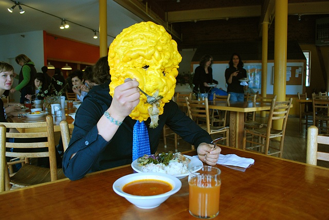 Yellow Mask: Having a Nice lunch