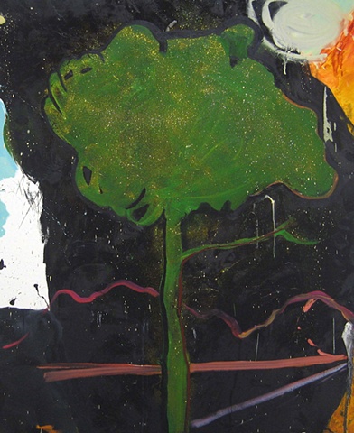 Midnight Tree at the Side of the Road
