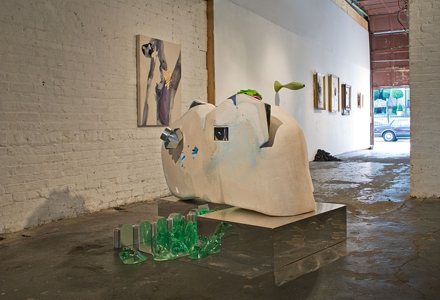 Installation view of a group show at Flux Factory, NY, 2011.