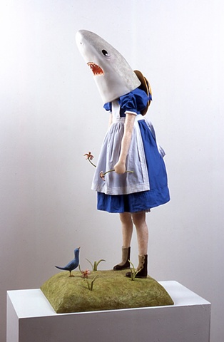 Shark Girl with Blue Bird