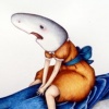 Shark Girl Riding Blue Bird