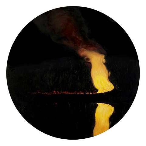 bonfire at night, fire reflection