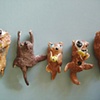 Sea otters holding clams.