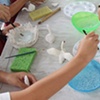 Glazing swans in a pond.