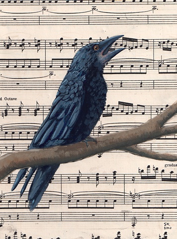 Sing - gouache on antique paper